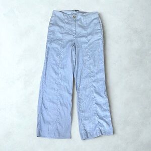Ann Taylor Pants Womens Blue Trouser Linen Blend Wide Leg Pants Size 10